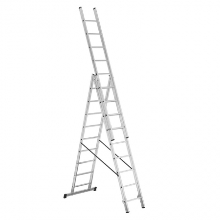 ALPOS Алюминиевая 3-секционная лестница-стремянка 3Х9 ступ. (арт. 3809)