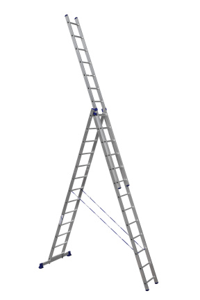 ALUMET Алюминиевая трехсекционная лестница-стремянка 3Х14 ступ. (арт. 6314)
