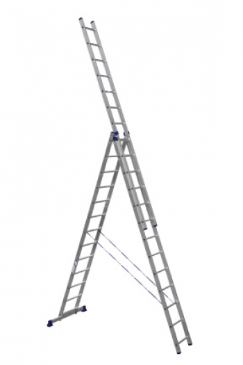 ALUMET Алюминиевая трехсекционная лестница-стремянка 3Х13 ступ. (арт. 6313)