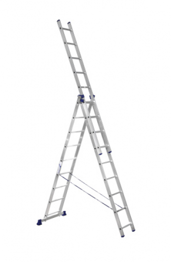 ALUMET Алюминиевая трехсекционная лестница-стремянка 3Х9 ступ. (арт. 5309)