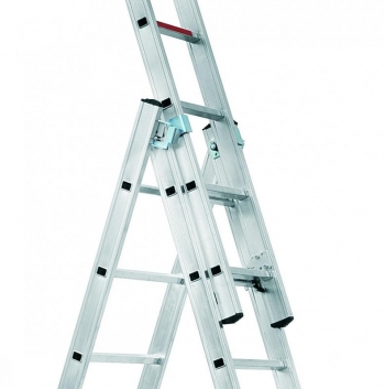 ALPOS Алюминиевая 3-секционная лестница-стремянка 3Х8 ступ. (арт. 3808)