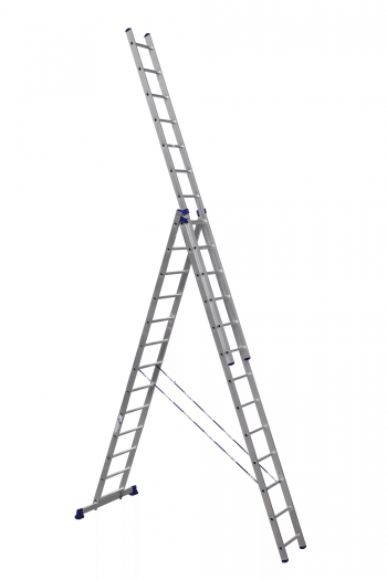 ALUMET Алюминиевая трехсекционная лестница-стремянка 3Х13 ступ. (арт. 5313)