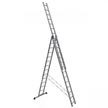 ALUMET Алюминиевая трехсекционная лестница-стремянка  3х14 ступ. (арт. 5314)