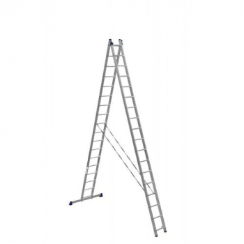 ALUMET Алюминиевая двухсекционная лестница широкий профиль 2Х17 ступ. (арт. 6217)